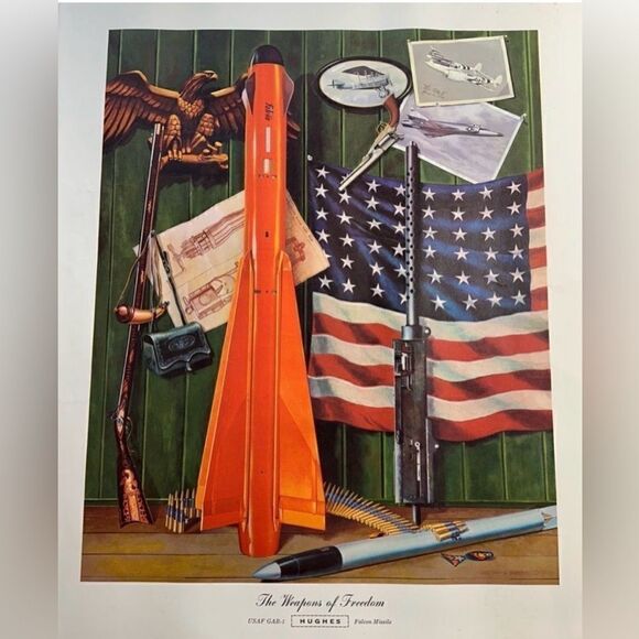 Vintage 1950s Print - The Weapons of Freedom, USAF GAR-1 Falcon Missile, Hughes